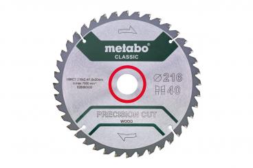 Metabo Sägeblatt precision cut wood - classic 216x30 Z40 WZ 5°neg. 628060000 