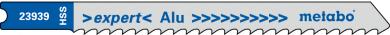 Metabo 5 U-Stichsägeblätter, Aluminium+NE-Metalle, expert, 74/ 3,0 mm, HSS, Universalschaft 623939000 