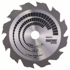 Bosch Kreissägeblatt Construct Wood, 160 x 20/16 x 2,6 mm, 12Z - 2608640630 