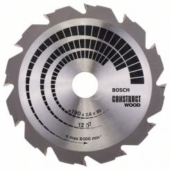 Bosch Kreissägeblatt Construct Wood, 190 x 30 x 2,6 mm, 12Z, 2608640633 
